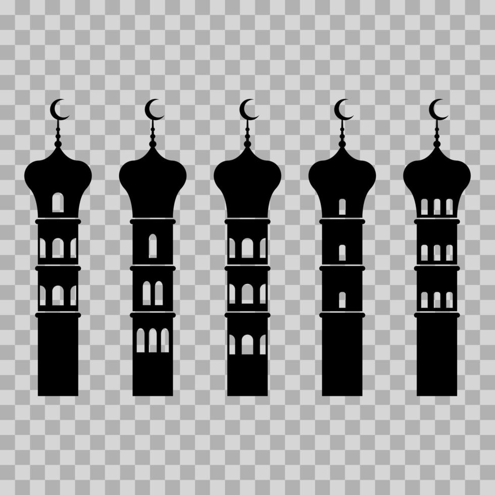 set silhouette illustration of mosque minarets. additional to the design of of the Ramadan kareem, Eid al-Fitr and Eid al-Adha. vector