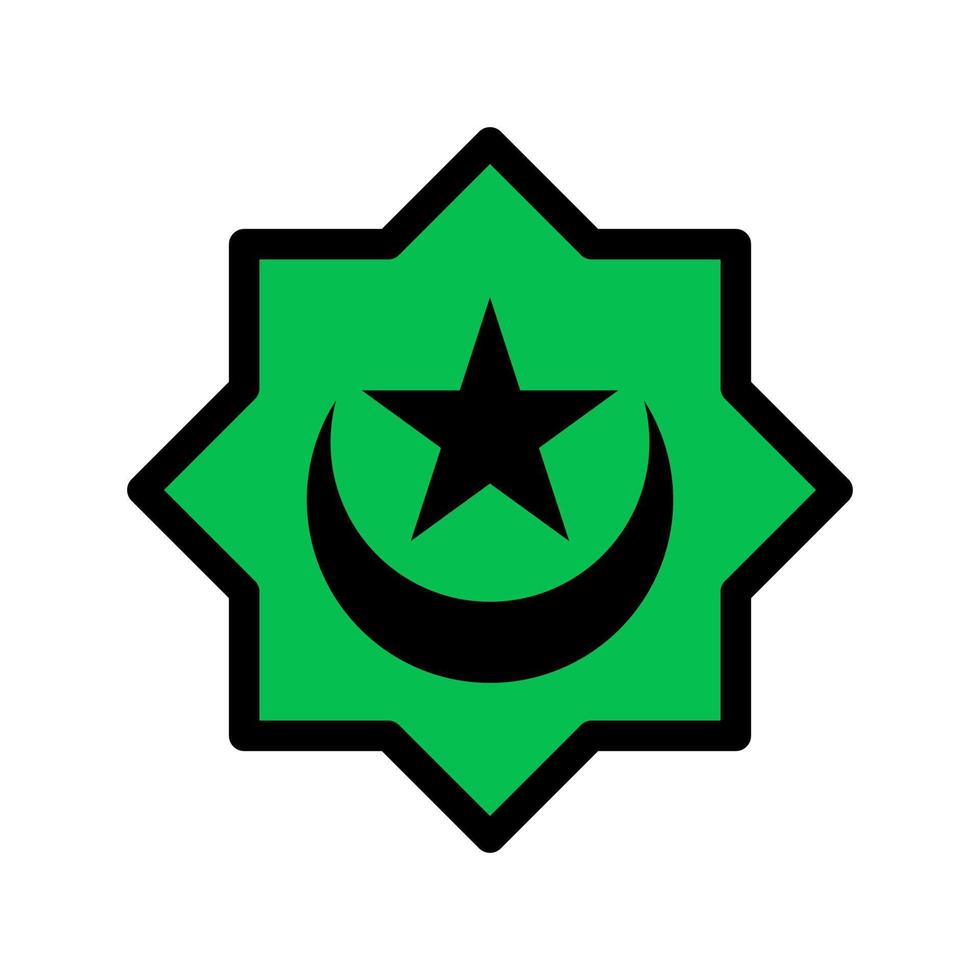 illustration of a star moon flanked by crescent. symbol of Islam. Islamic icons can be used for the month of Ramadan, Eid and Eid Al-Adha. for logo, website and poster designs. vector