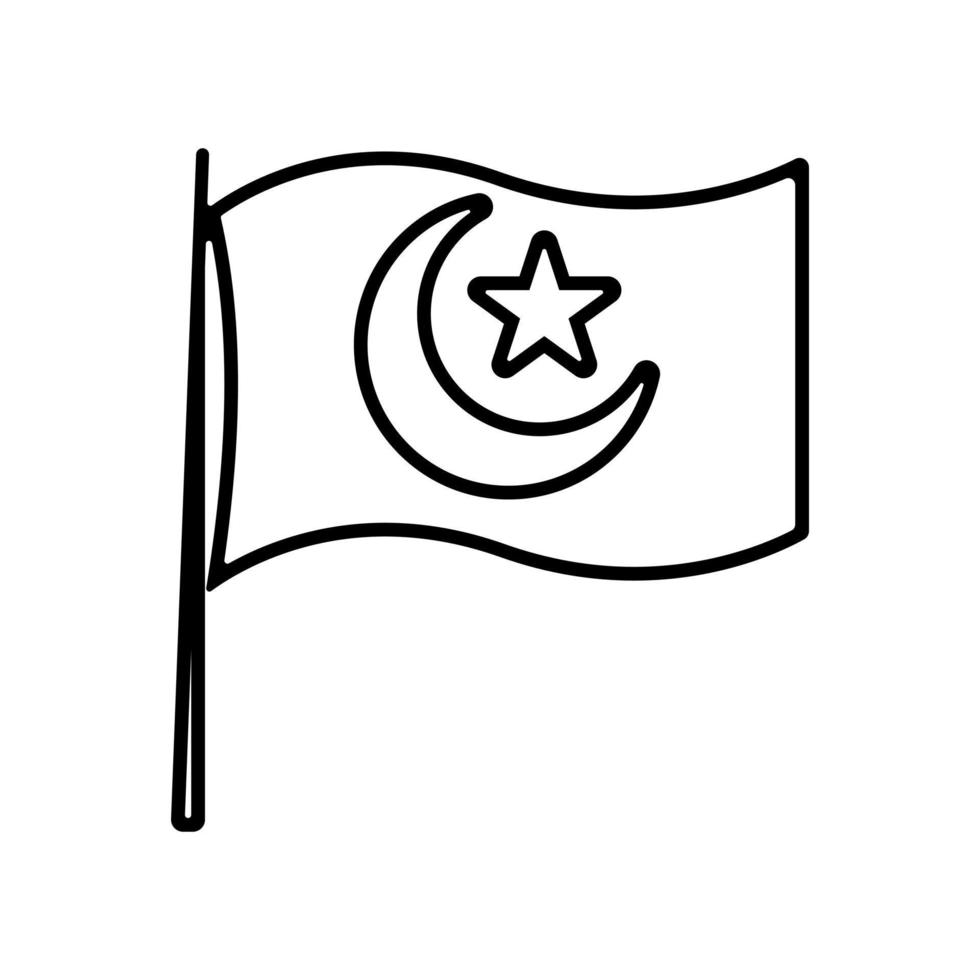 ilustración de un bandera con un estrella Luna imagen. islámico íconos lata ser usado para el mes de ramadán, eid y eid al-adha. para logo, sitio web y póster diseños vector
