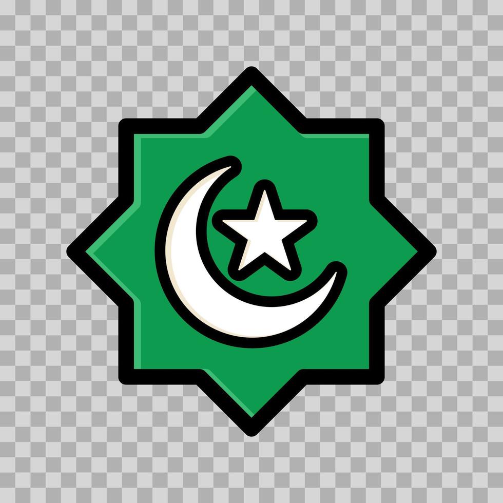 ilustración de un estrella Luna flanqueado por creciente. símbolo de islam. islámico íconos lata ser usado para el mes de ramadán, eid y eid al-adha. para logo, sitio web y póster diseños vector