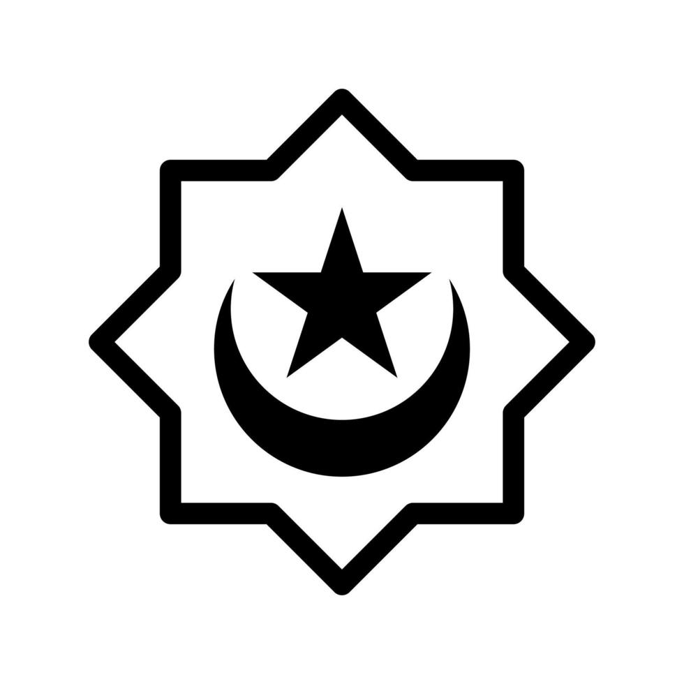 illustration of a star moon flanked by crescent. symbol of Islam. Islamic icons can be used for the month of Ramadan, Eid and Eid Al-Adha. for logo, website and poster designs. vector