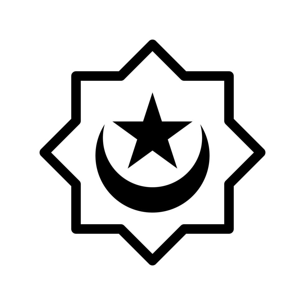 illustration of a star moon flanked by crescent. symbol of Islam. Islamic icons can be used for the month of Ramadan, Eid and Eid Al-Adha. for logo, website and poster designs. vector