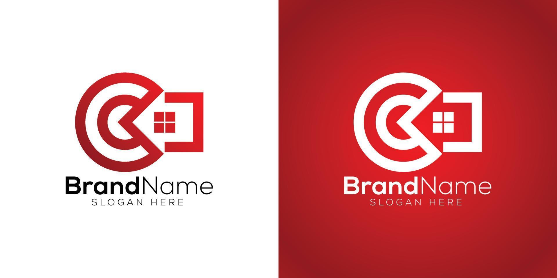 Modern trendy letter C home icon logo design template vector