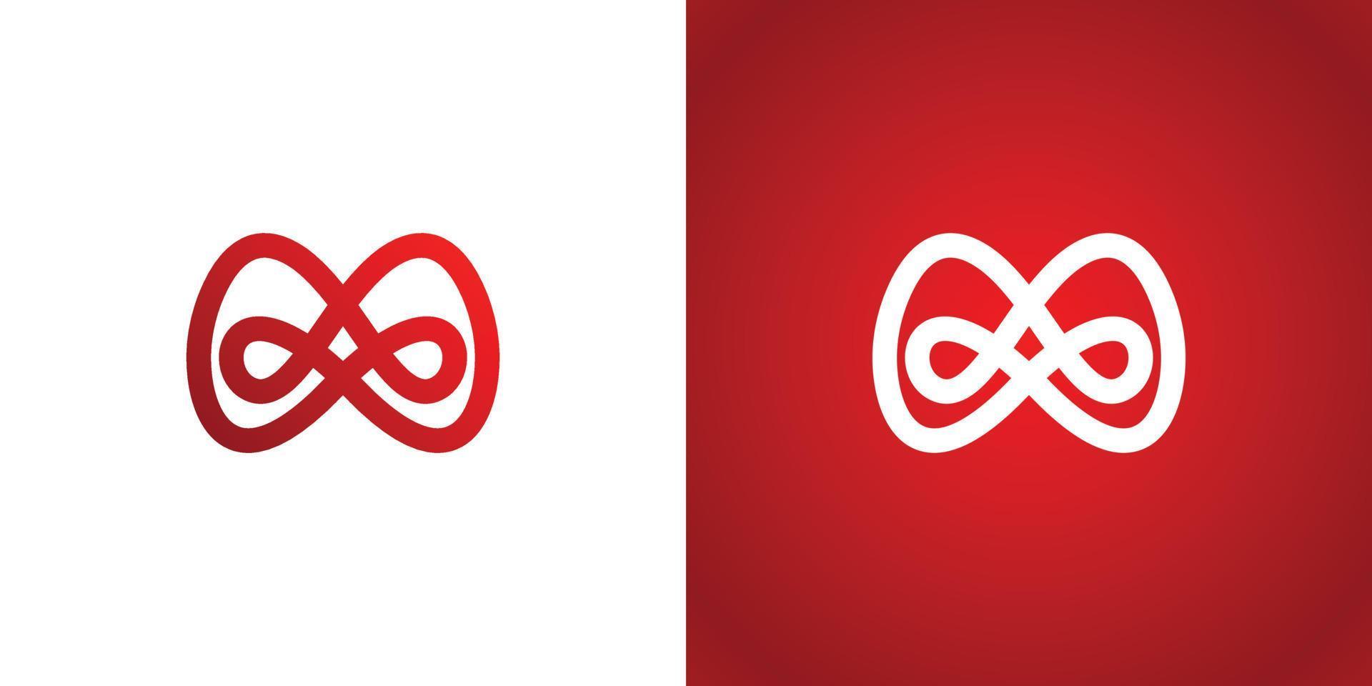 Letter M infinity logo design template on white and red background vector