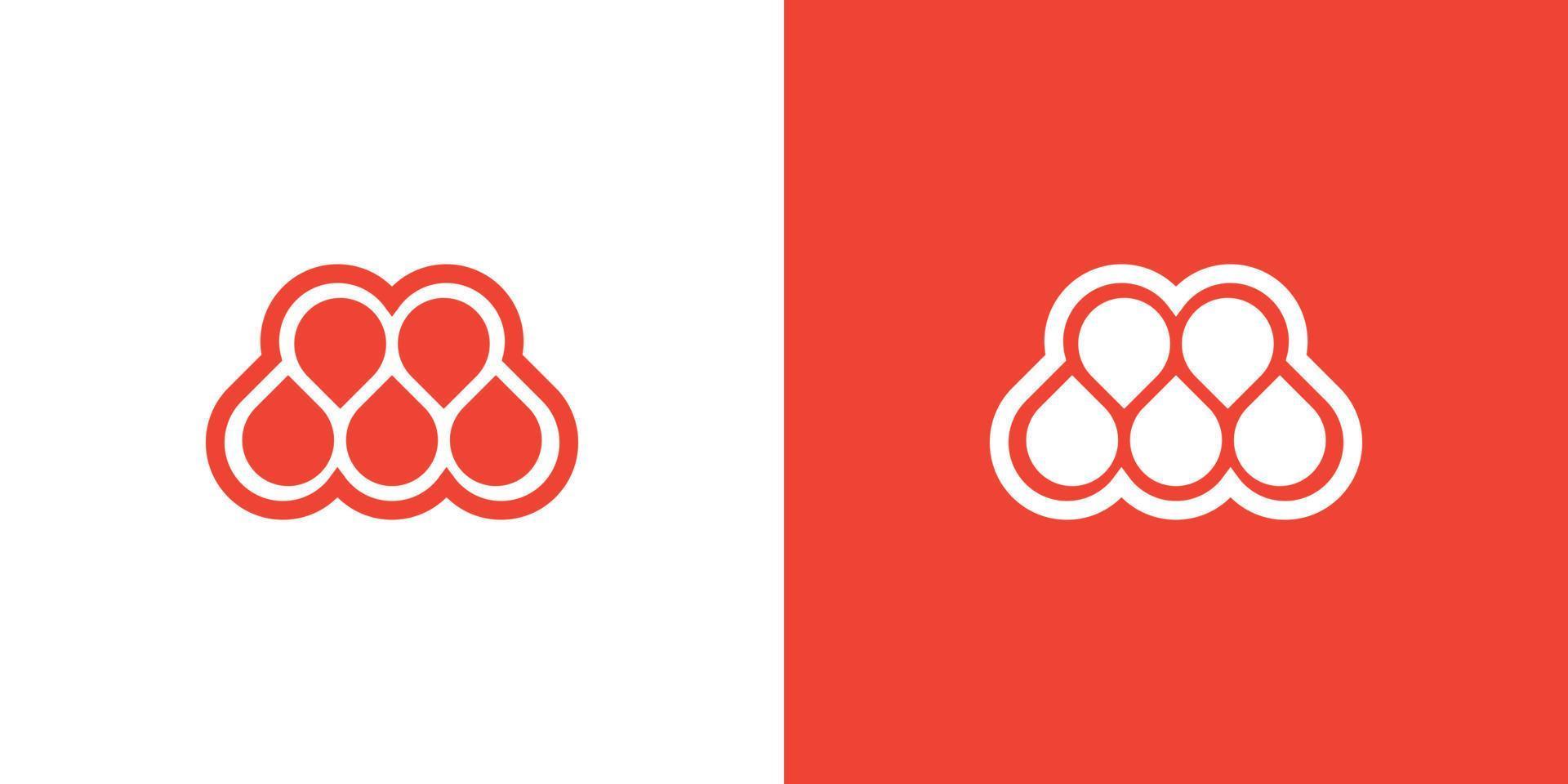 Letter M dot tech logo design  template on white and red background vector