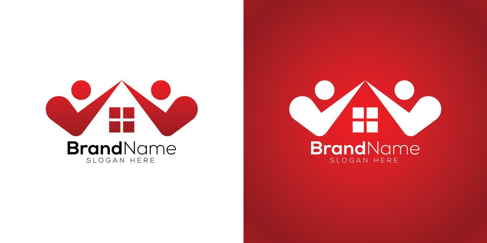 Safe home man icon logo design template on white and red background vector