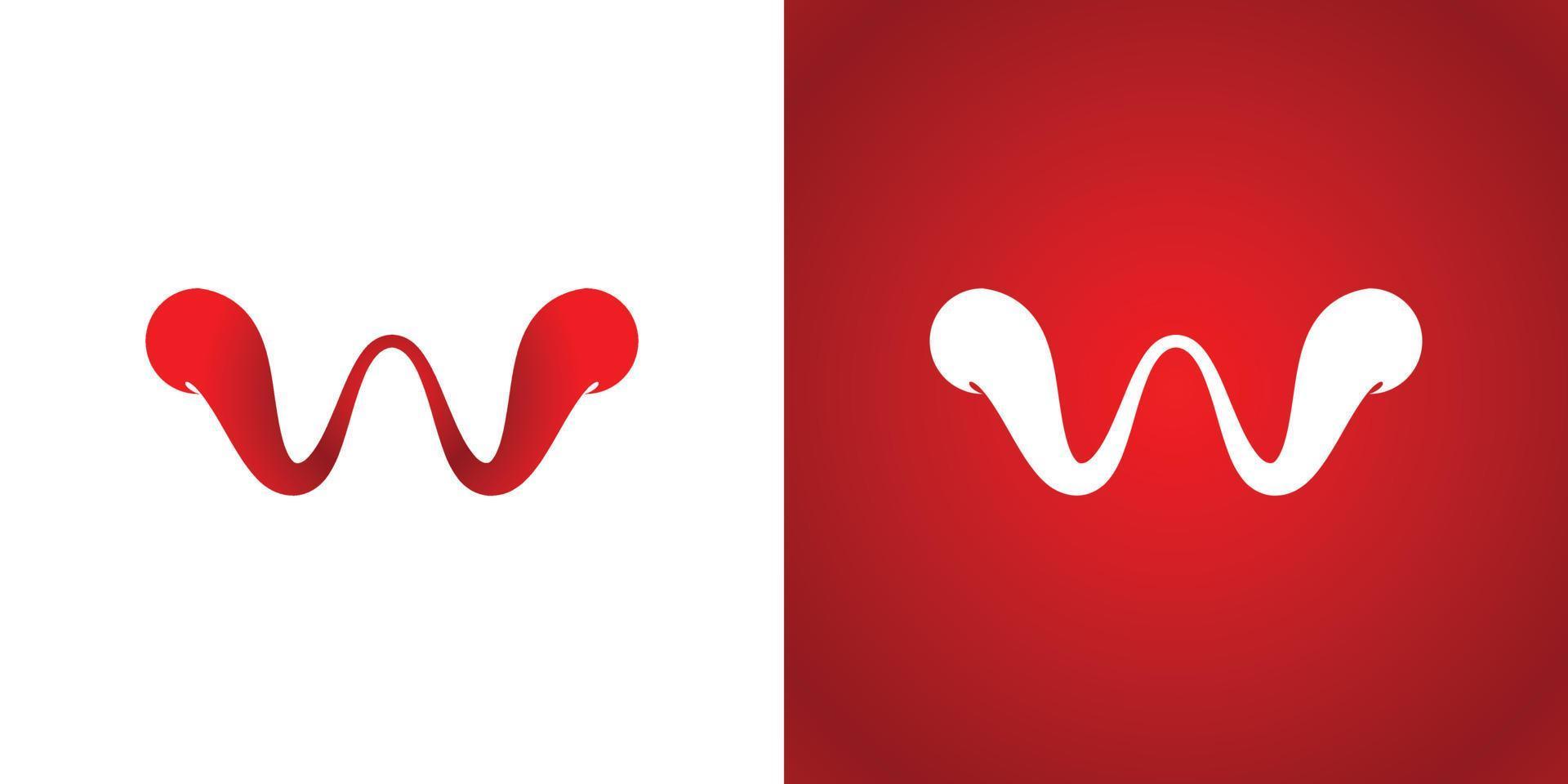 Simple letter W logo design template on white and red background.txt vector