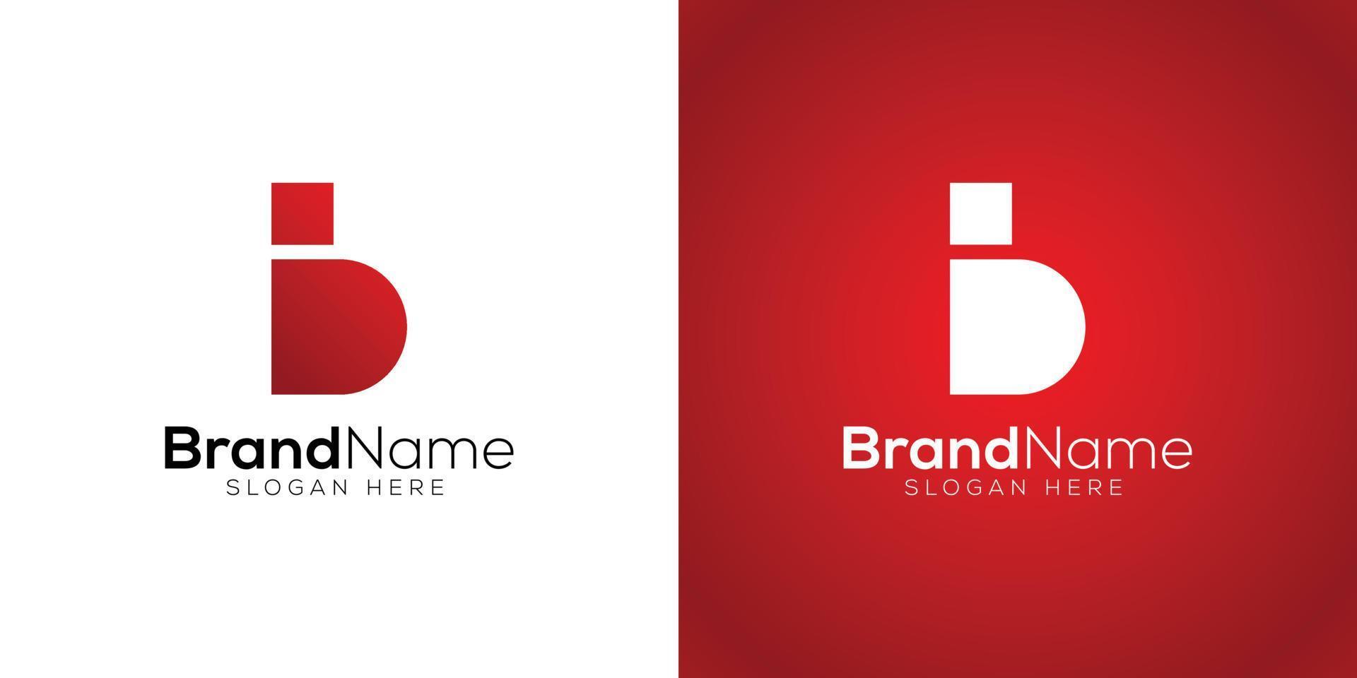 Letter b D logo design template on white and red background vector