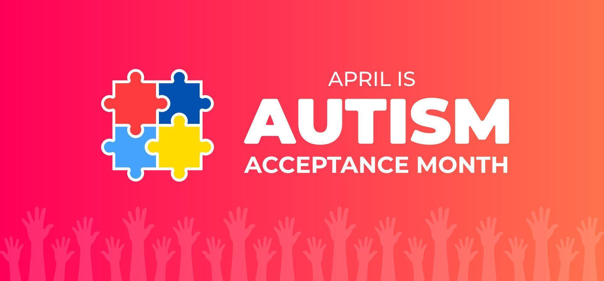 Autism Acceptance Month background or banner design template. vector