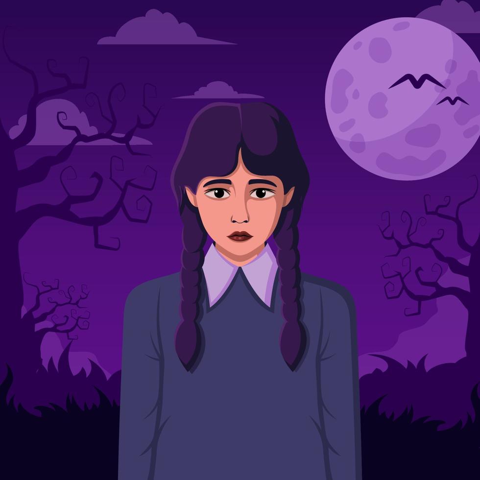 Mysterious Girl at Midnight vector