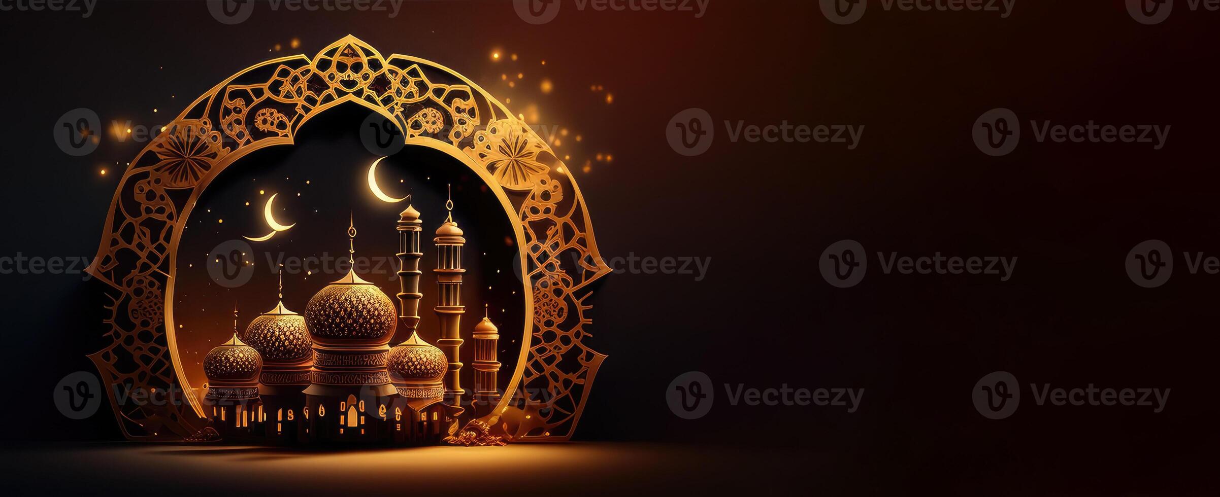 arabic lantern of ramadan celebration background illustration. photo