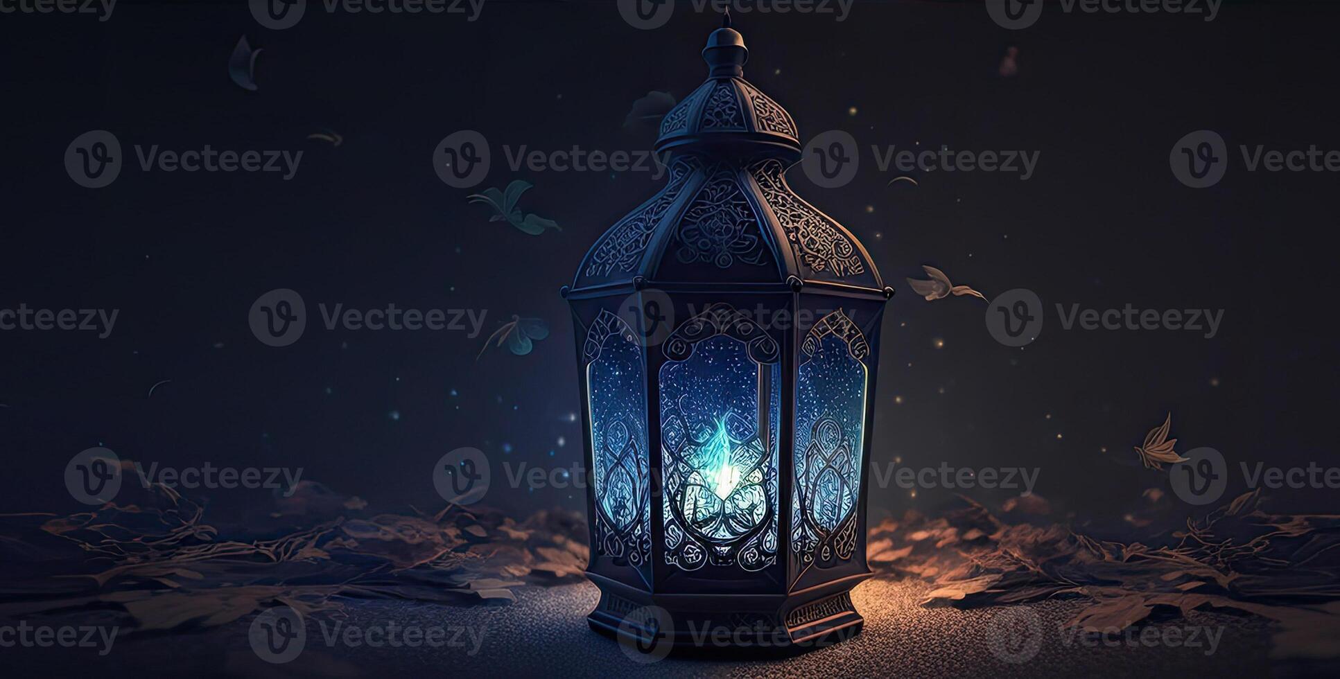 arabic lantern of ramadan celebration background illustration. photo