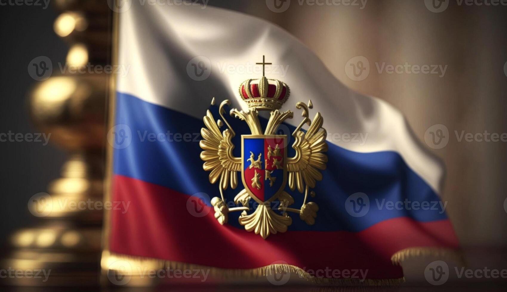 ruso bandera con un borroso antecedentes generativo ai foto