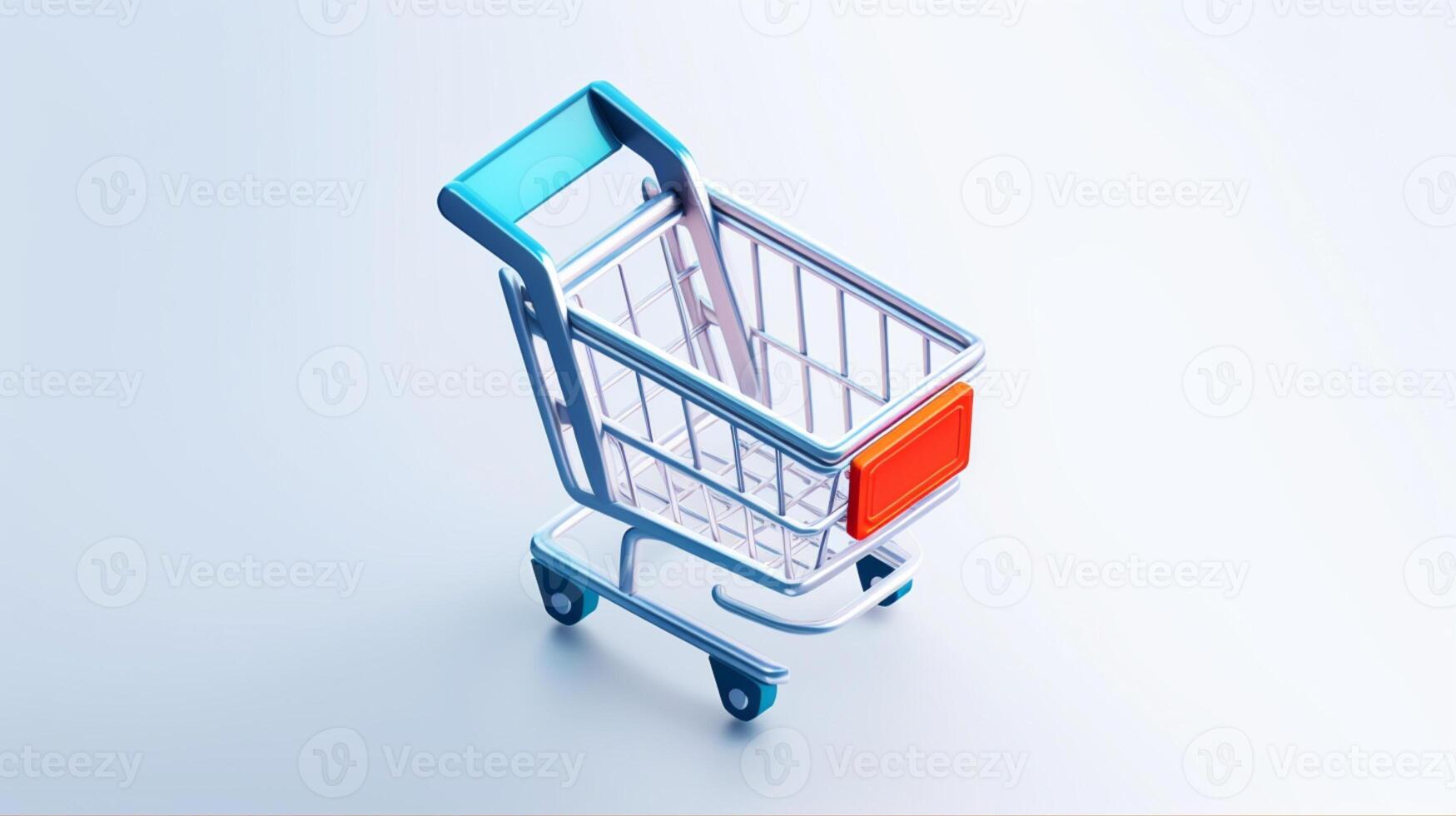 the isometric shopping cart on a solid white background photo