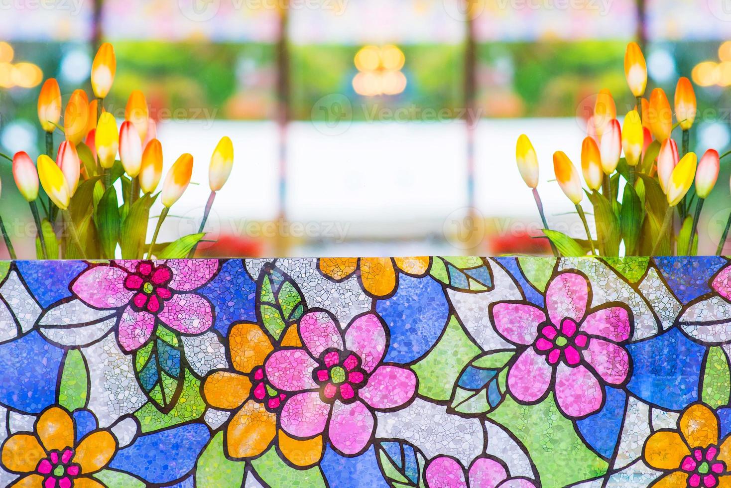 Image of a multicolored stained glass window photo
