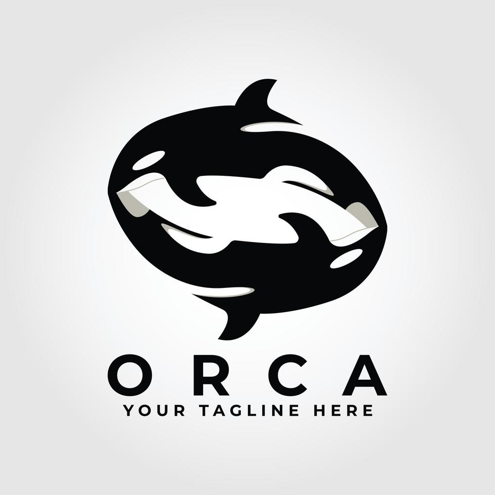 circulo Pareja de orca asesino ballena logo icono vector diseño ilustración