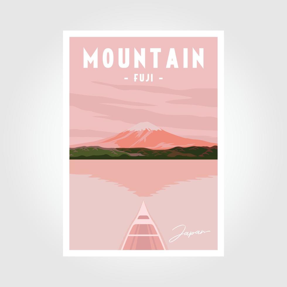 mount fuji poster. Japanese Landscape Background with Mountain Fuji vector illustration design.