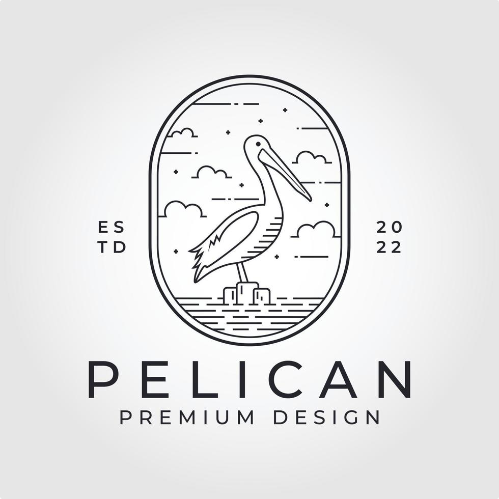 Pelican Line art Mono illustration vector Design template.