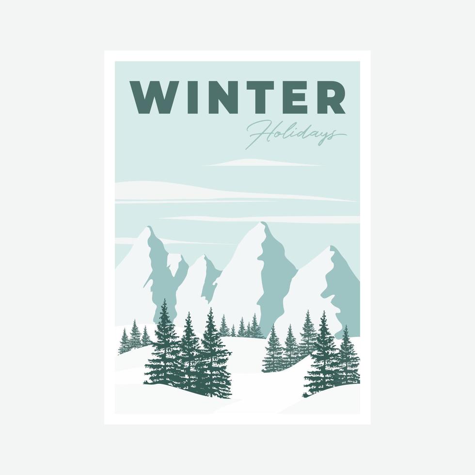 invierno paisaje póster. Nevado antecedentes vector diseño