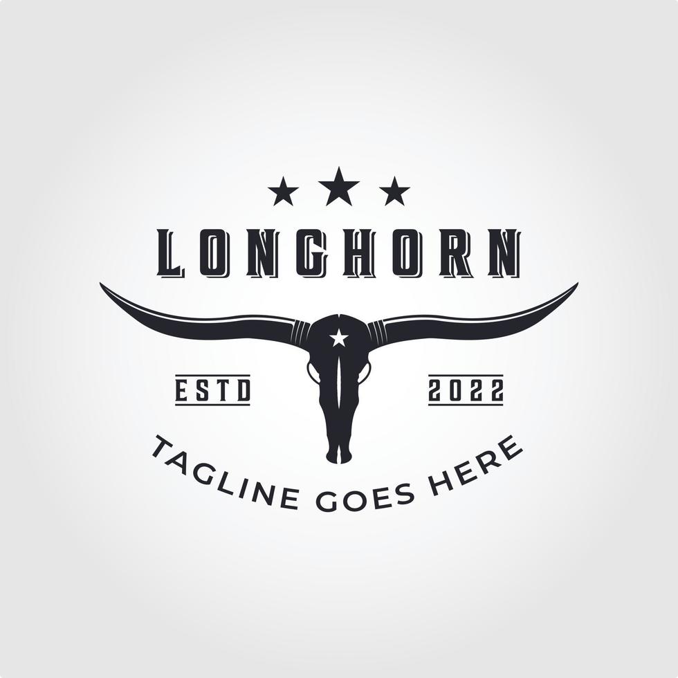 Texas Longhorn skull, Country Western Bull Cattle Vintage Label Logo Design for Family Countryside Farm vector