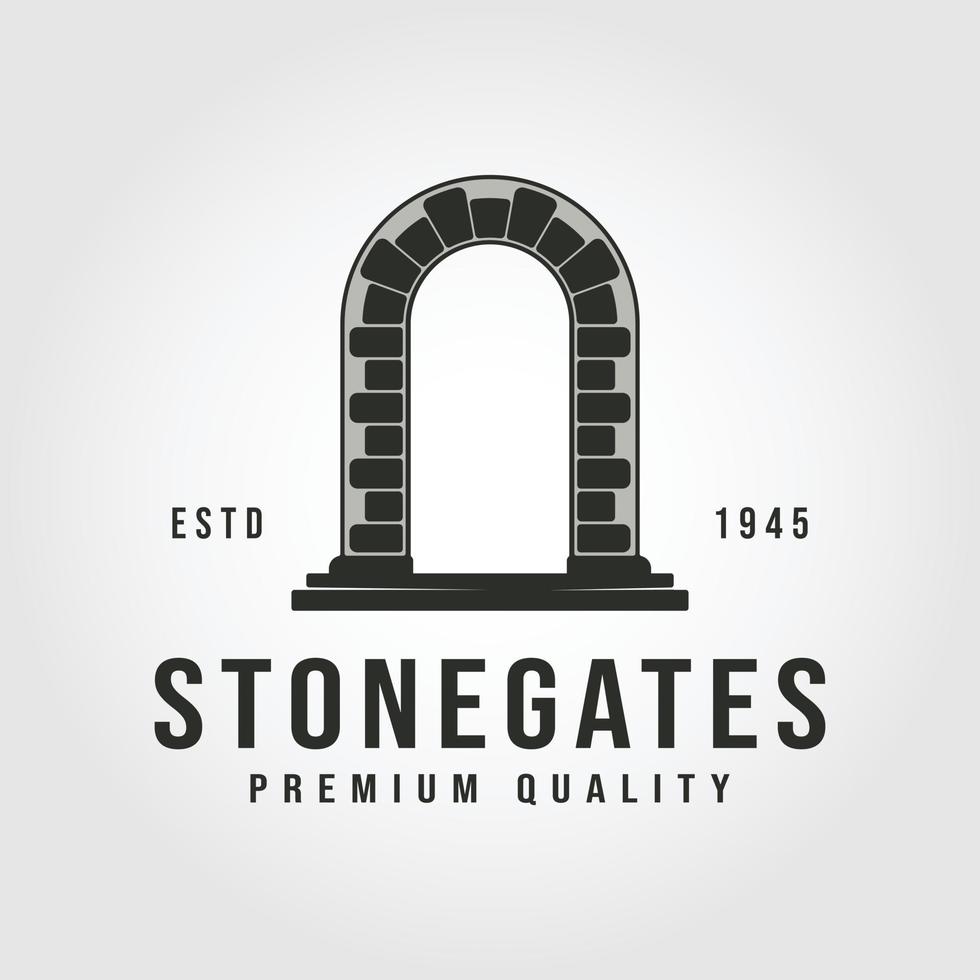 stone gate logo design vector template. retro gate symbol