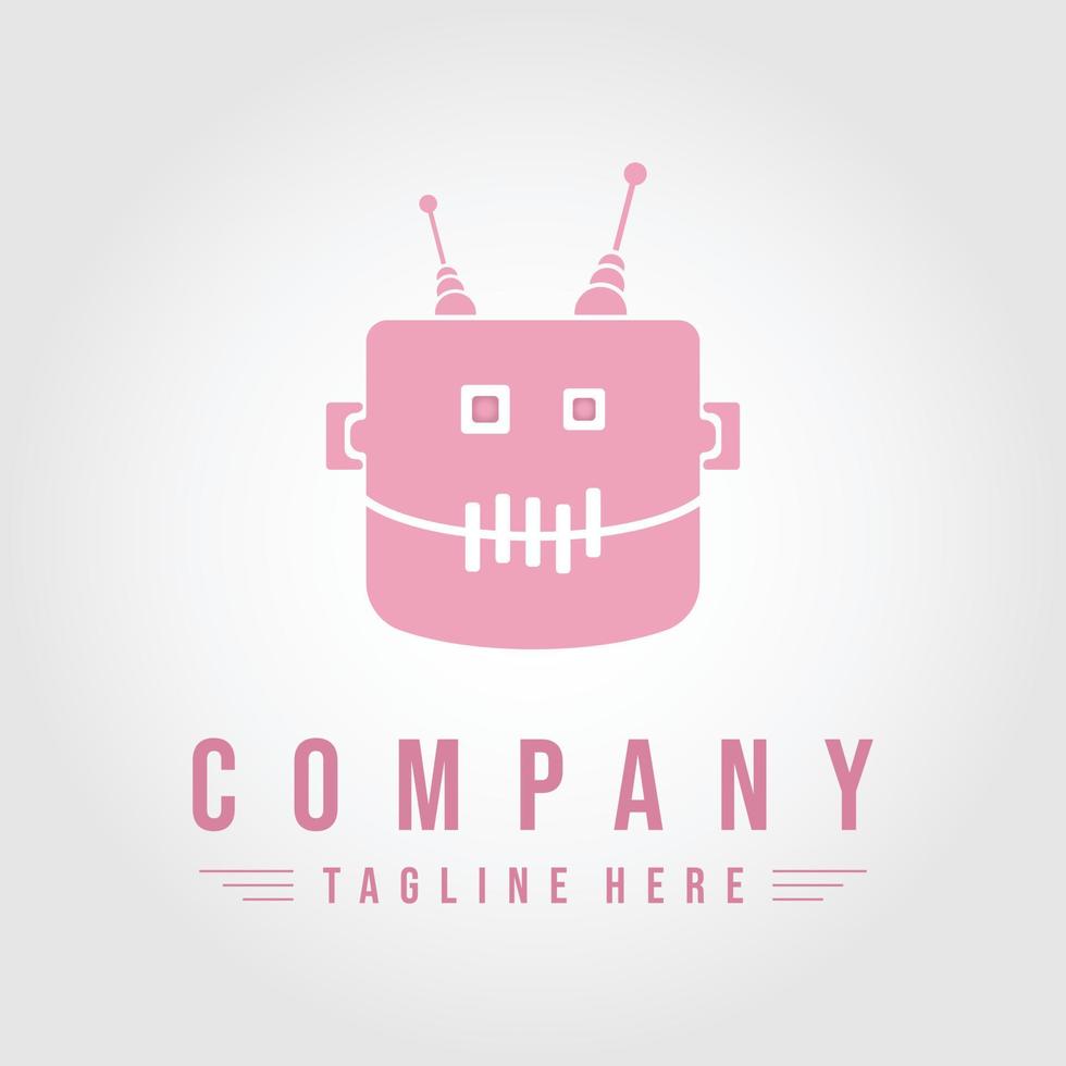 cute pink monster robot vector illustration logo design