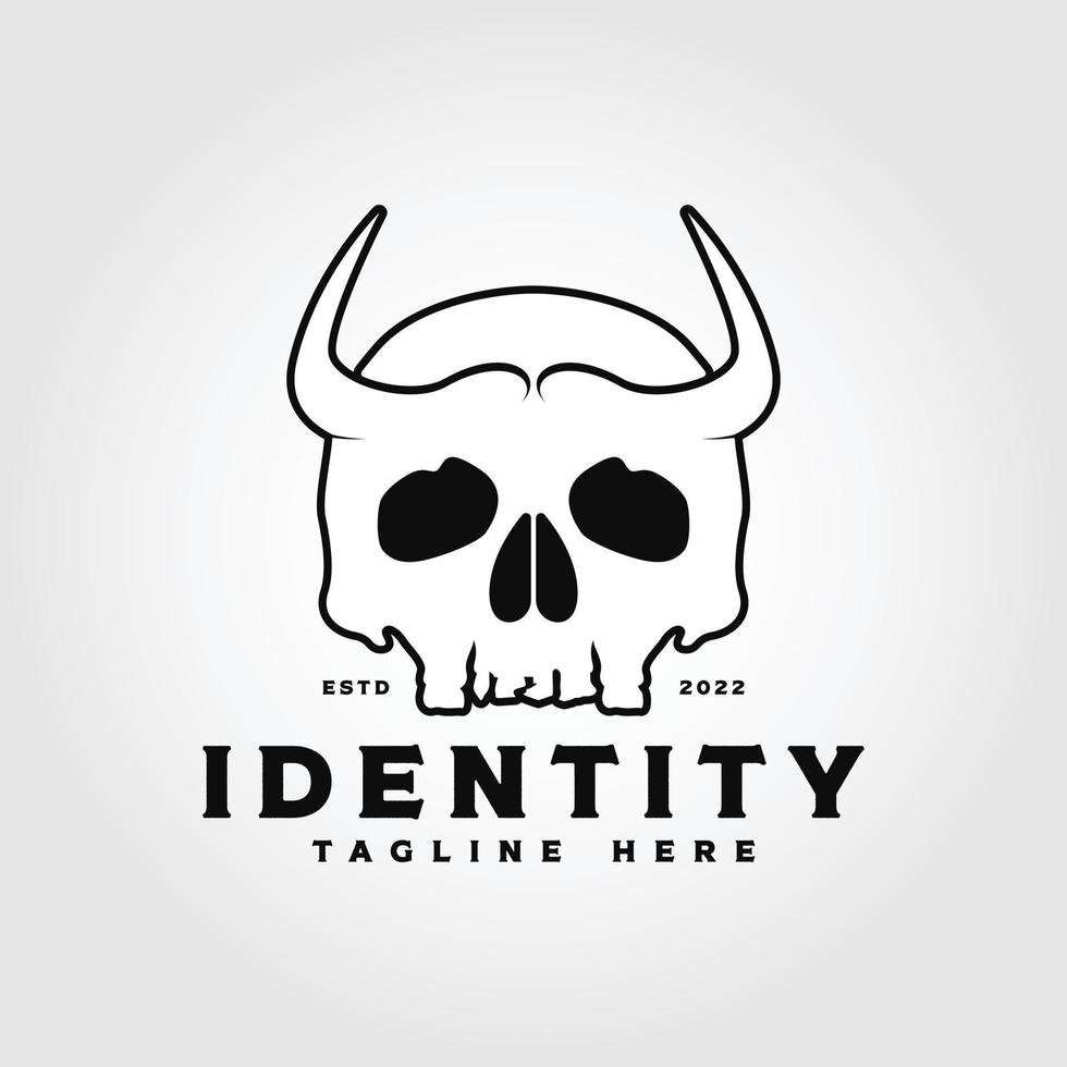 Simple Design of Skull with Horns logo Vector illustration design