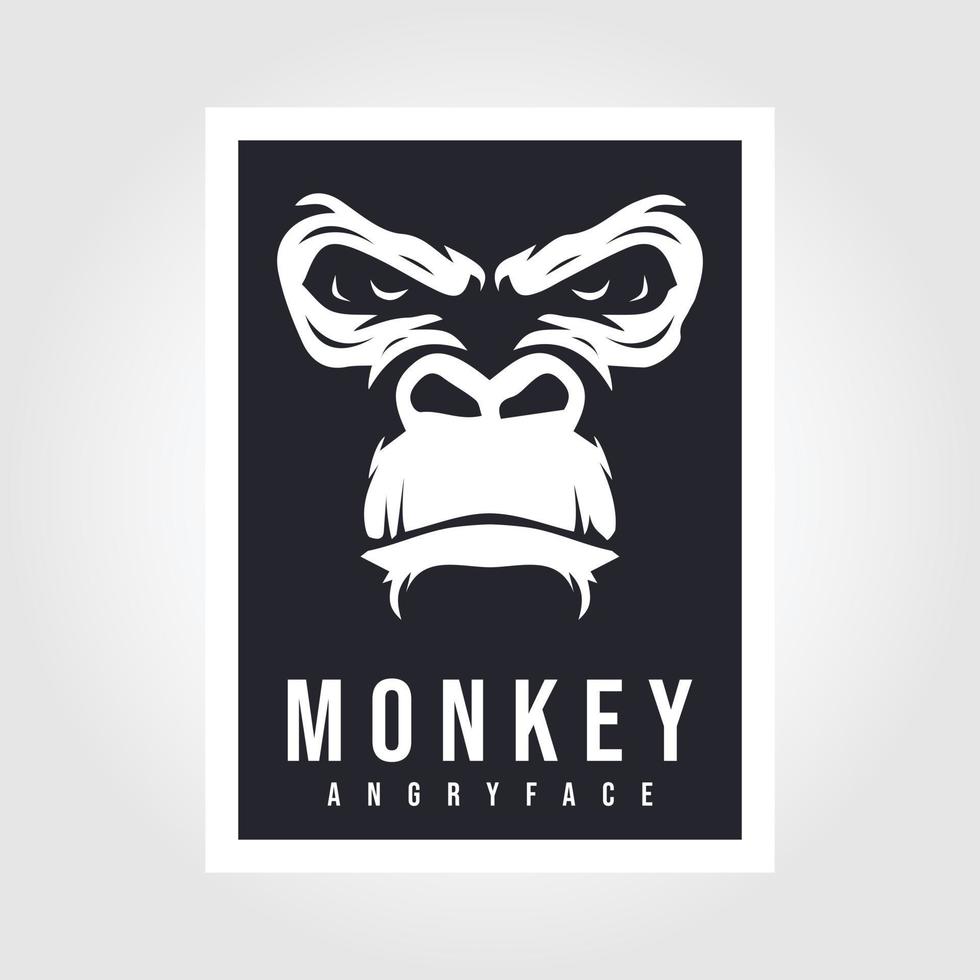 angry monkey. monkey head logo vector