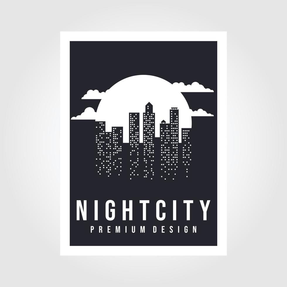 Night city vector illustration. Night cityscape in flat style