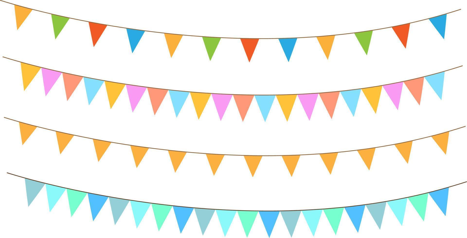 Vector bunting and garland set. Used pattern brushes included. Vector party flags set. Birthday vector set.