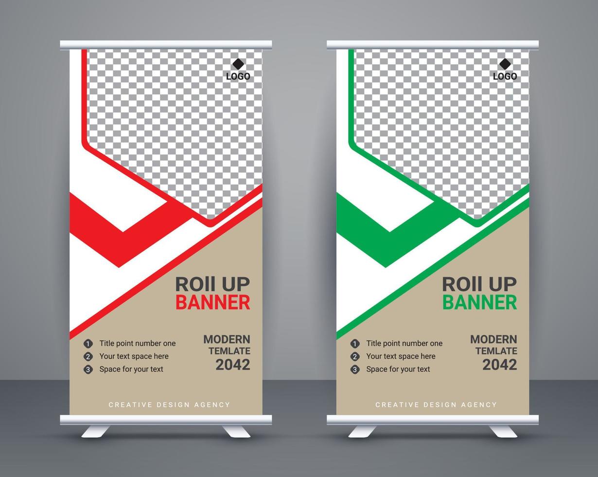 Modern roll up banner design stand template design free vector