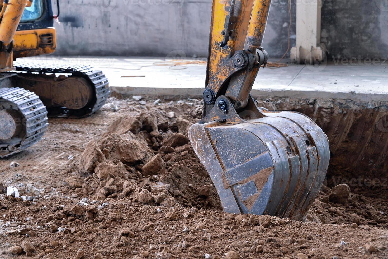 Working Excavator Tractor Digging photo