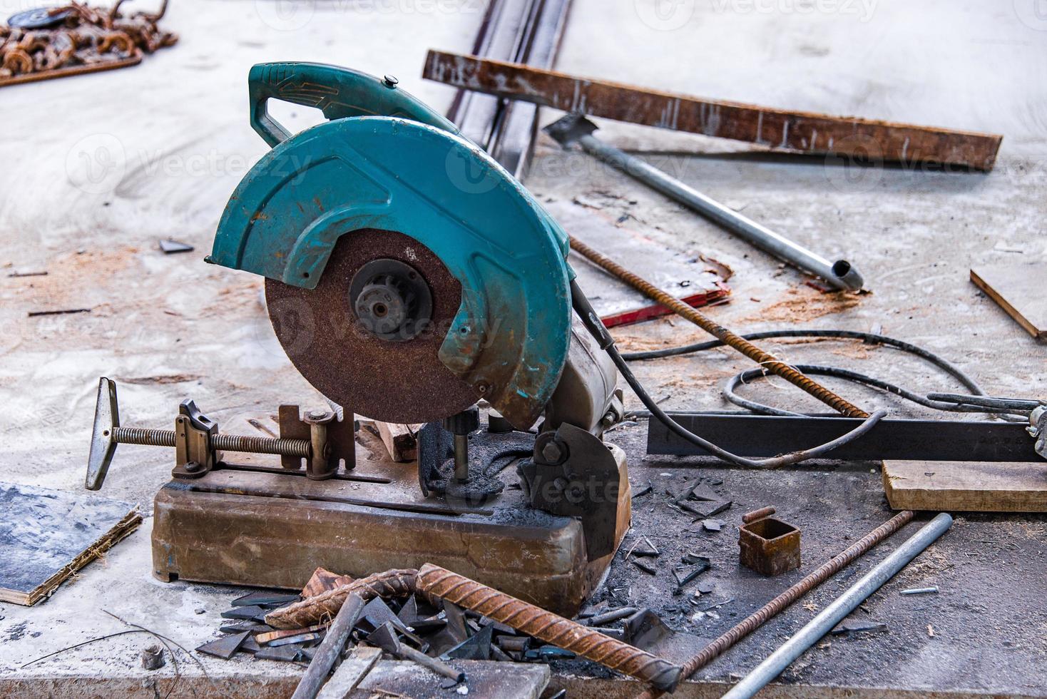 Metal cutting machine at work photo