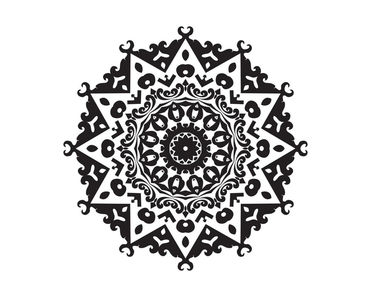 Black and white vector mandala with a pattern of the elements of the circle black and white vector