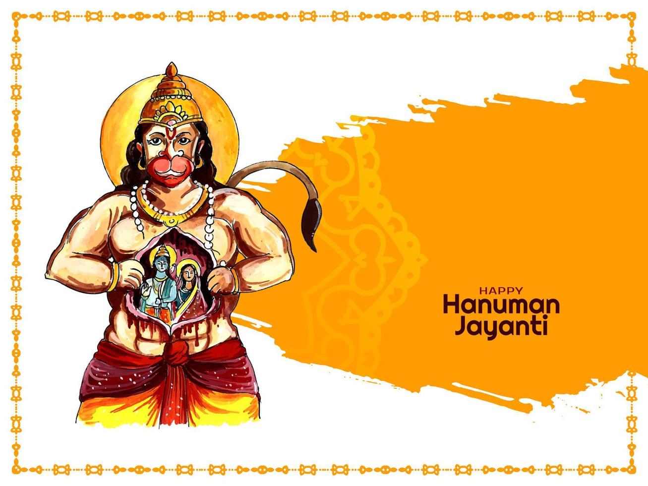 Beautiful Happy Hanuman Jayanti Indian mythological festival card vector