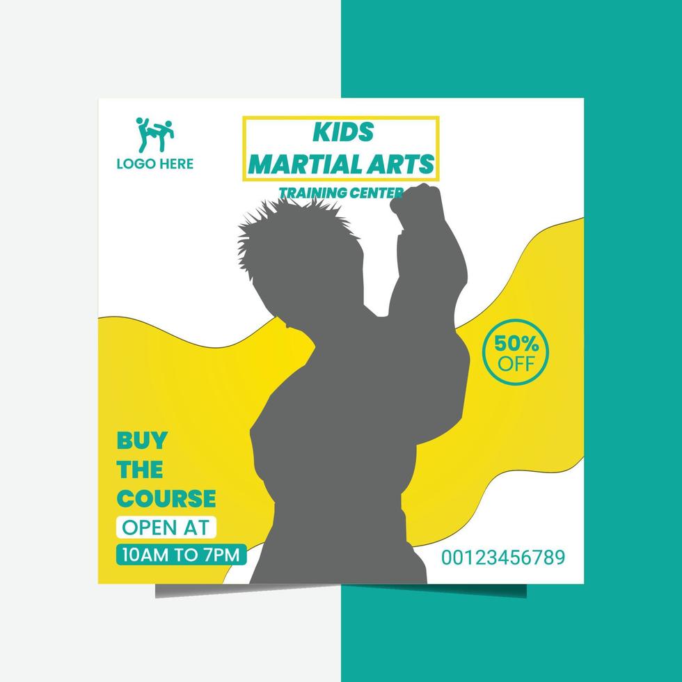 kid martial arts flyer template design vector