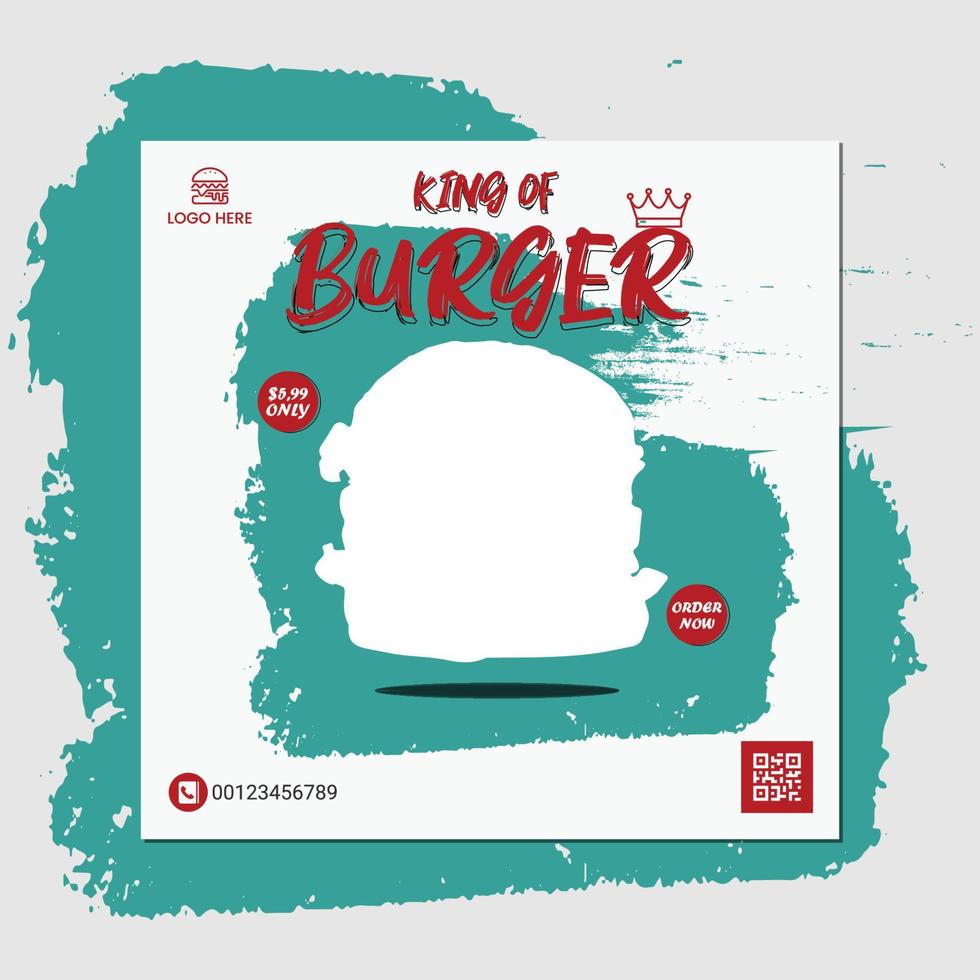 Super delicious food burger instagram post design template vector