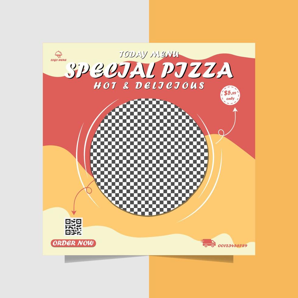 delicious pizza fastfood flyer design vector