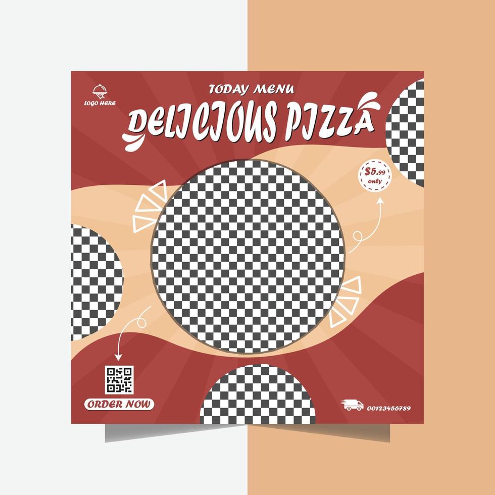 delicioso Pizza comida menú póster vector