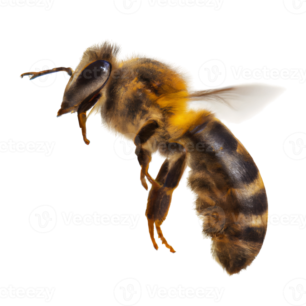 close up of bee flying. png