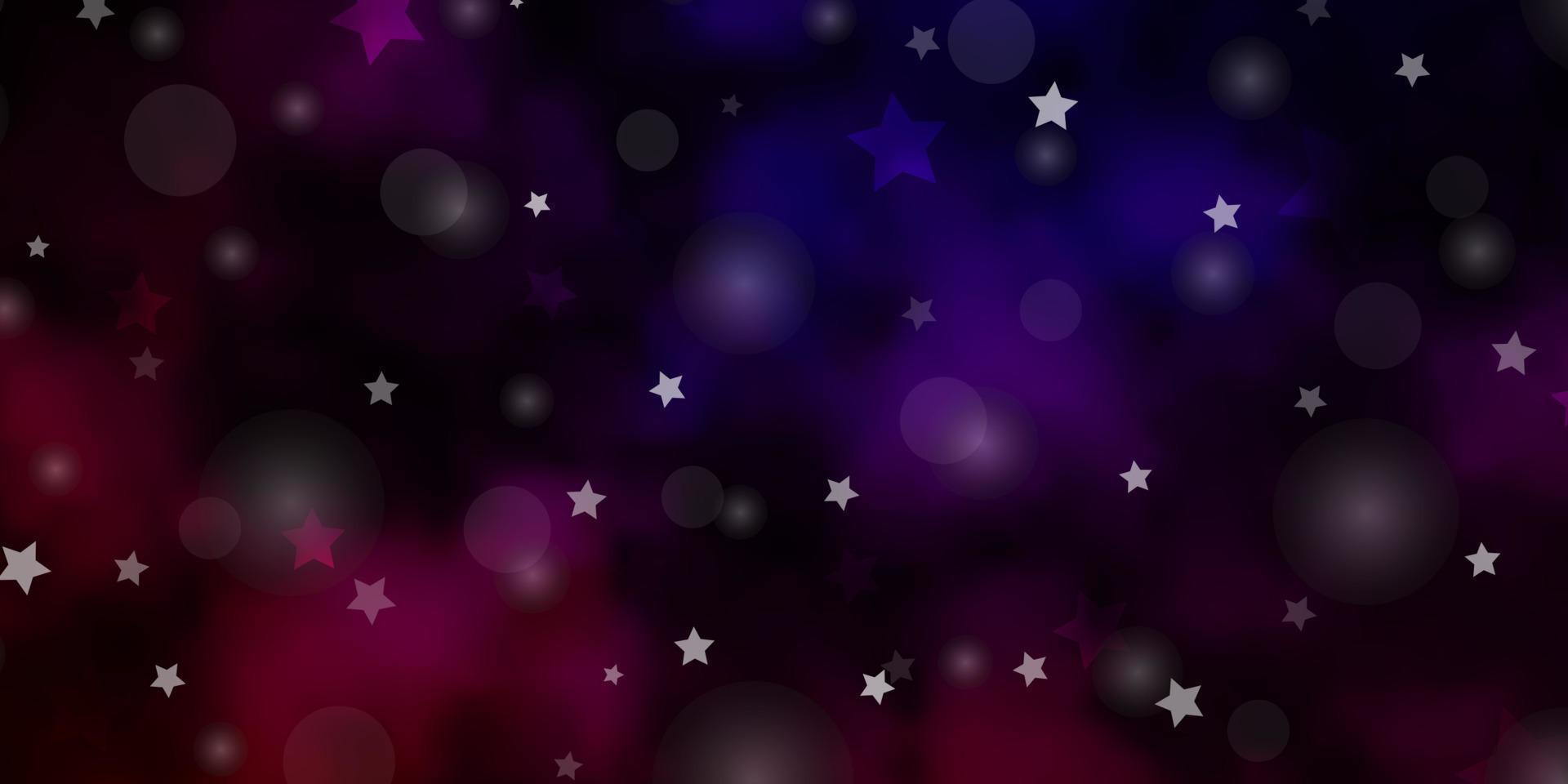 Fondo de vector de color rosa oscuro, azul con círculos, estrellas.