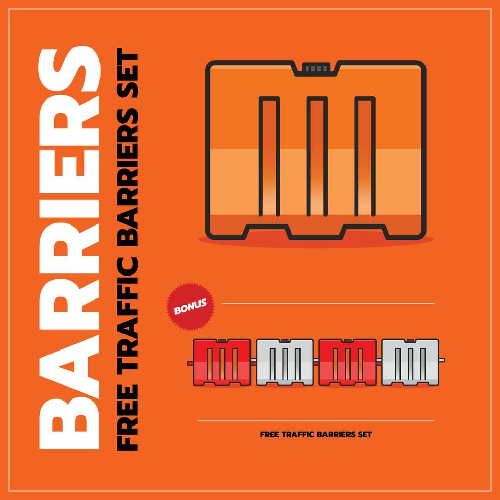 Plastic traffic Barrier, icon, vector design, isolated background.