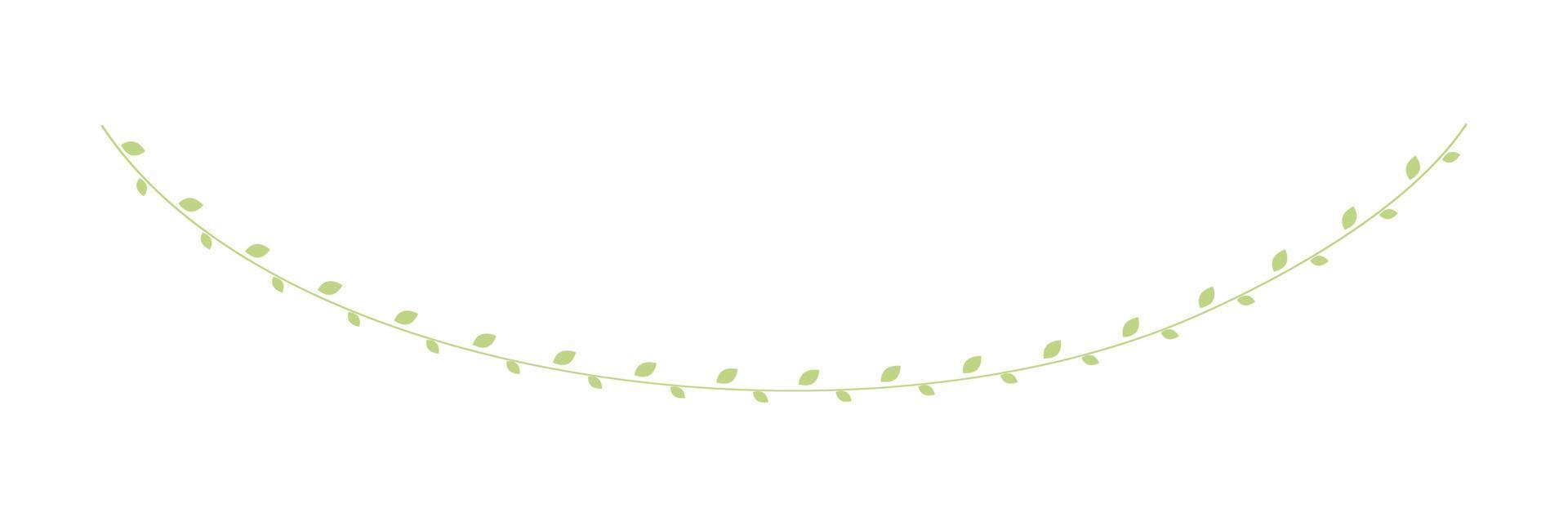 Green hanging vine garland vector illustration. Simple minimal floral botanical vine curtain design elements for spring.