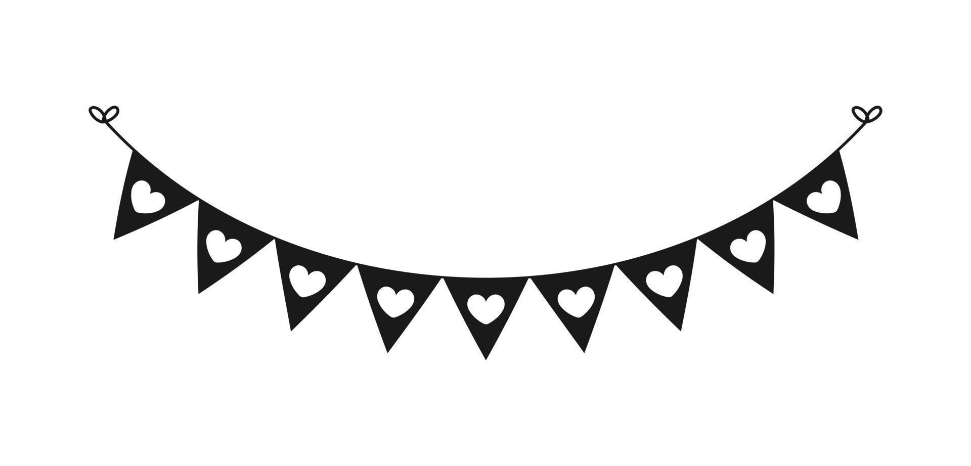 Hanging bunting garland flags with heart pattern for Valentines parties vector illustration