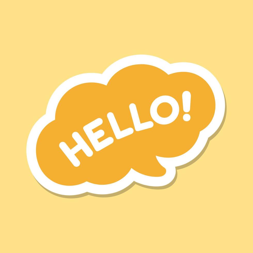 Cute Hello speech bubble icon. Simple flat vector illustration.