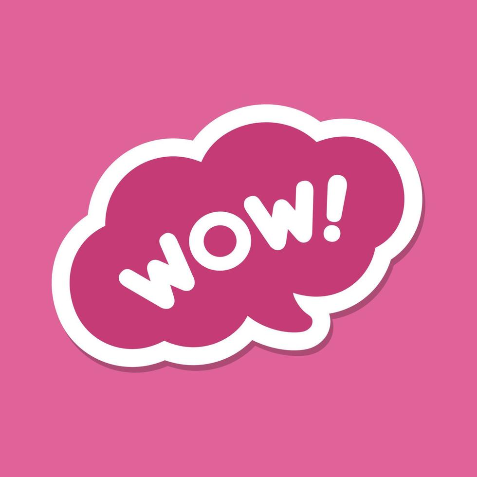 WOW speech bubble icon. Cute black text lettering vector illustration.