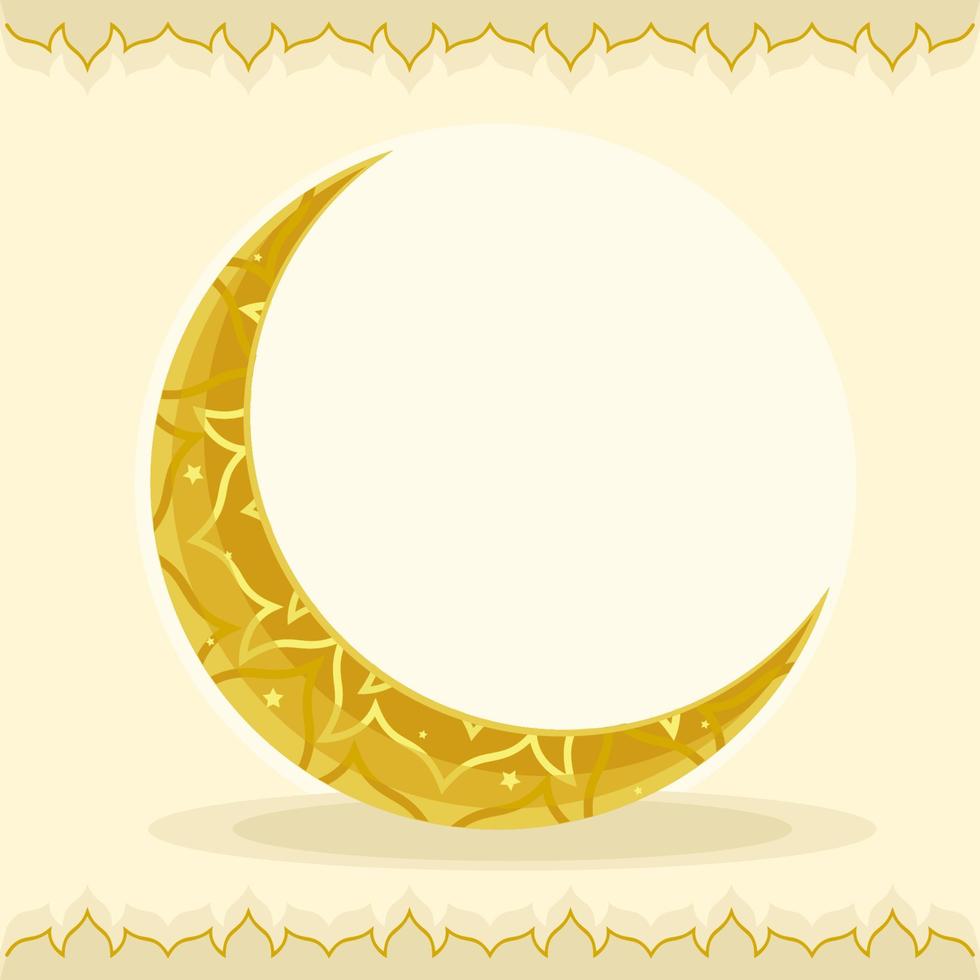 Editable Patterned Gold Crescent Moon Vector Illustration for Islamic Holy Moment Design Concept