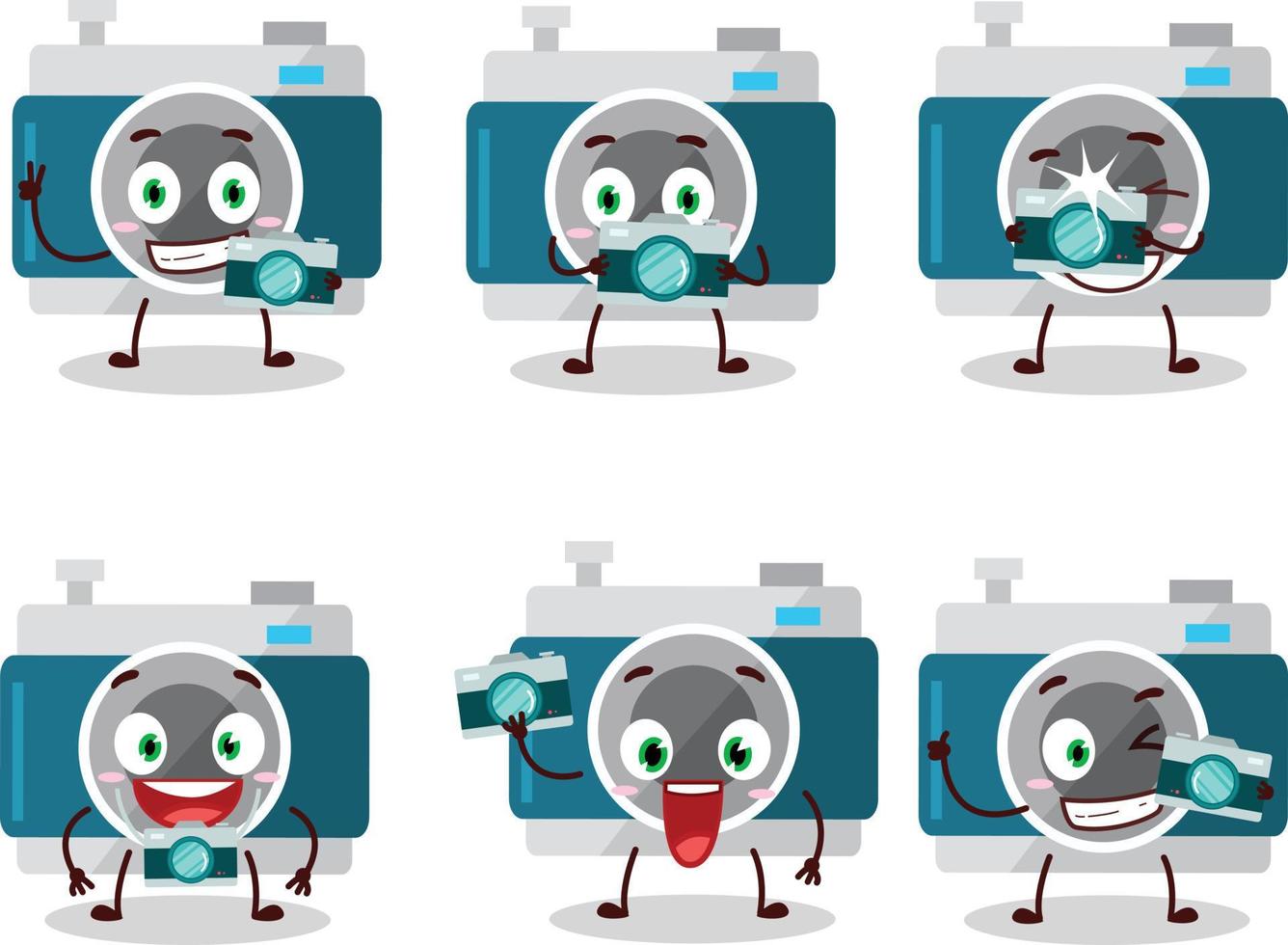 Photographer profession emoticon with camera pocket cartoon character vector