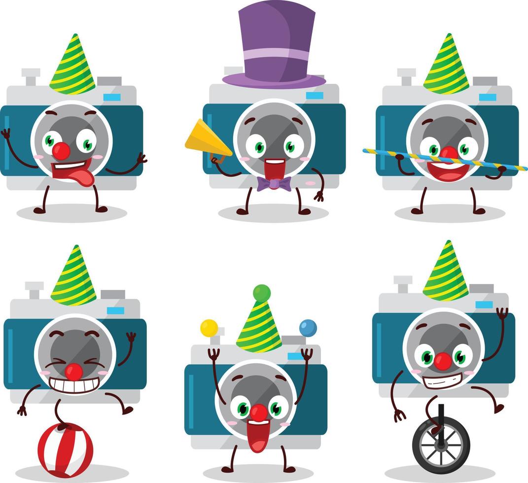 Cartoon character of camera pocket with various circus shows vector