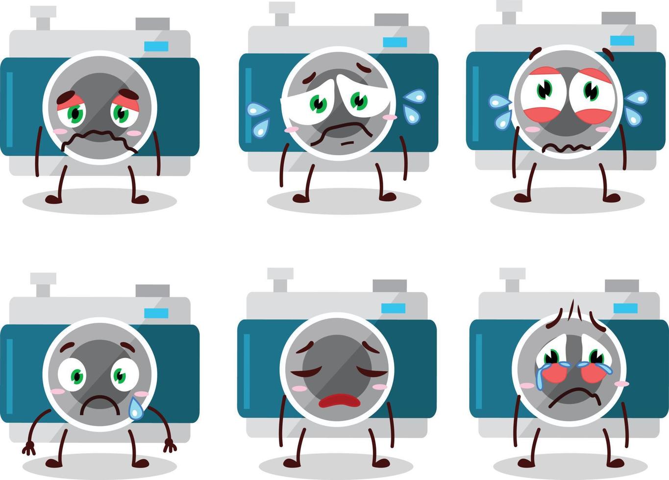 Camera pocket cartoon in character with sad expression vector